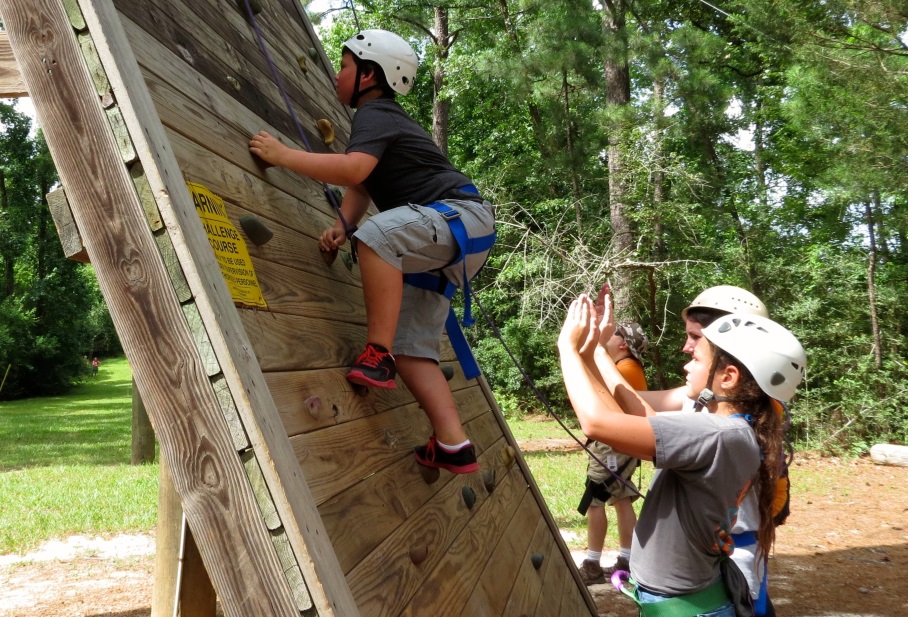 Campers starting up the wall.